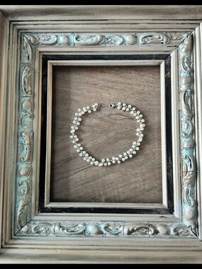 Vintage Sterling Silver Cluster Pearl Choker Necklace